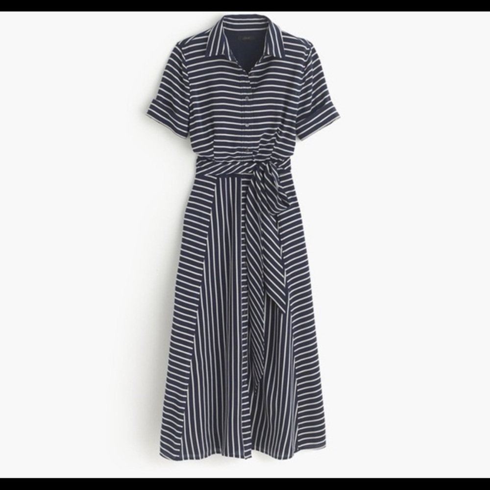 Jcrew silk dress striped classy af
